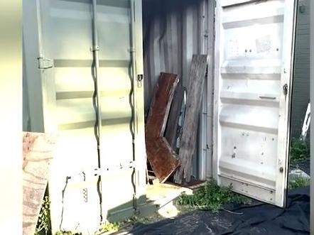 Incredible vision has revealed the moment police uncovered a sophisticated drug setup hidden under a trapdoor on the floor of a shipping container shed. Picture: WA Police