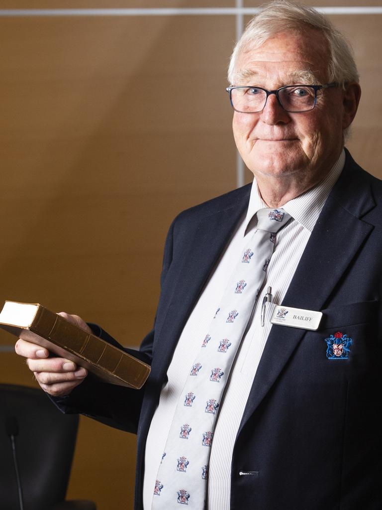 Bailiff Pat Roache has sworn in thousands of jurors to Toowoomba’s Supreme and District Courts. Picture: Kevin Farmer