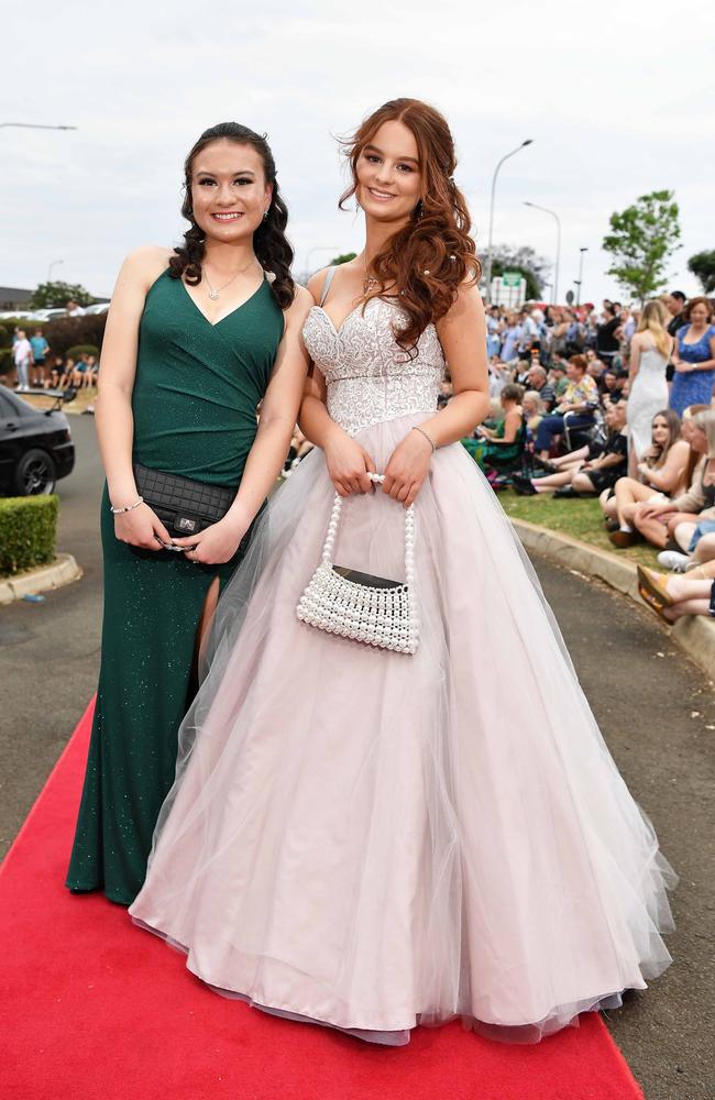 Alannah Walker and Lilly Faulkner at Highfields State Secondary College. Picture: Patrick Woods.