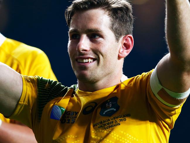 LONDON, ENGLAND - OCTOBER 03: Bernard Foley of Australia celebrates victory after the 2015 Rugby World Cup Pool A match between England and Australia at Twickenham Stadium on October 3, 2015 in London, United Kingdom. (Photo by Shaun Botterill/Getty Images)