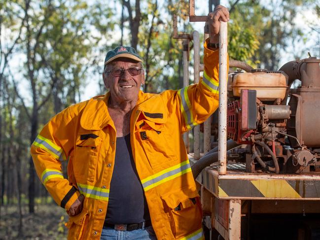 Darwin's rural areas have seen a series of bushfires  during the NT's worst fire rating days of the past two years. More extreme fire days are expected later in the week. A bushfire threatens homes and properties in Darwin River region. Firies fought the fire over consecutive days. Darwin River volunteer bushfire brigade caretaker Ray Nicholls.Picture: Che Chorley