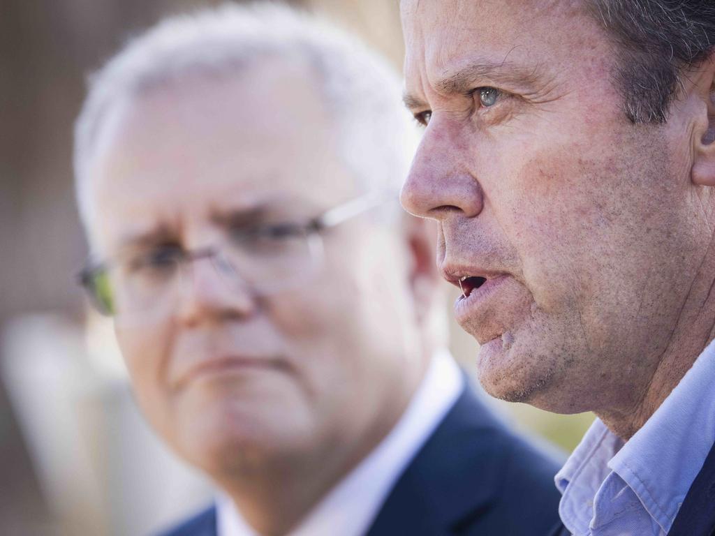 PM Scott Morrison with Dan Tehan. Picture: Nicole Cleary