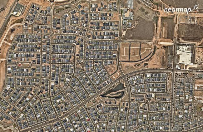 Oran Park in January, with more than 7,500 homes are planned for Oran Park including new schools, 12 playgrounds, parks recreation areas 18ha of employment land. Picture: Nearmap.com