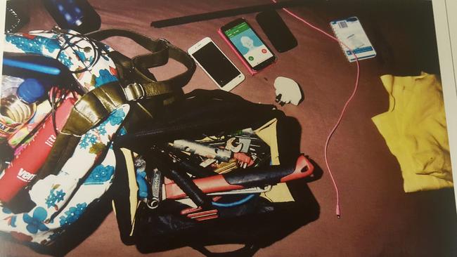 Weapons and phones used during the torture. Picture: SA Police