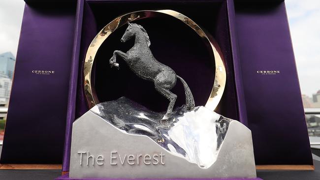 The TAB Everest trophy is seen during the TAB Everest Barrier Draw at Royal Randwick Racecourse on October 10, 2017 in Sydney, Australia. (Photo by Mark Metcalfe/Getty Images for The ATC)