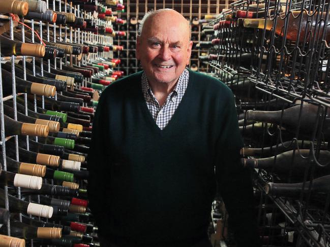 02/09/20 Veteran wine writer James Halliday in his cellar at his home in Coldstream Hills. Aaron Francis/The Australian