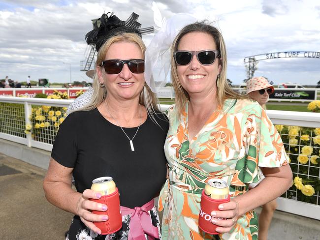 Ladbrokes Sale Cup. Racegoers are pictured attending Cup Day horse races at Sale Turf Club, Sunday 27th October 2024. Crystal Manson and Kasey Nicholls. Picture: Andrew Batsch