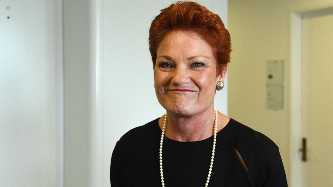 One Nation leader Senator Pauline Hanson at Parliament House. (AAP Image/Mick Tsikas)