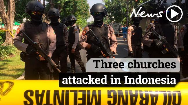 Three churches attacked in Indonesia