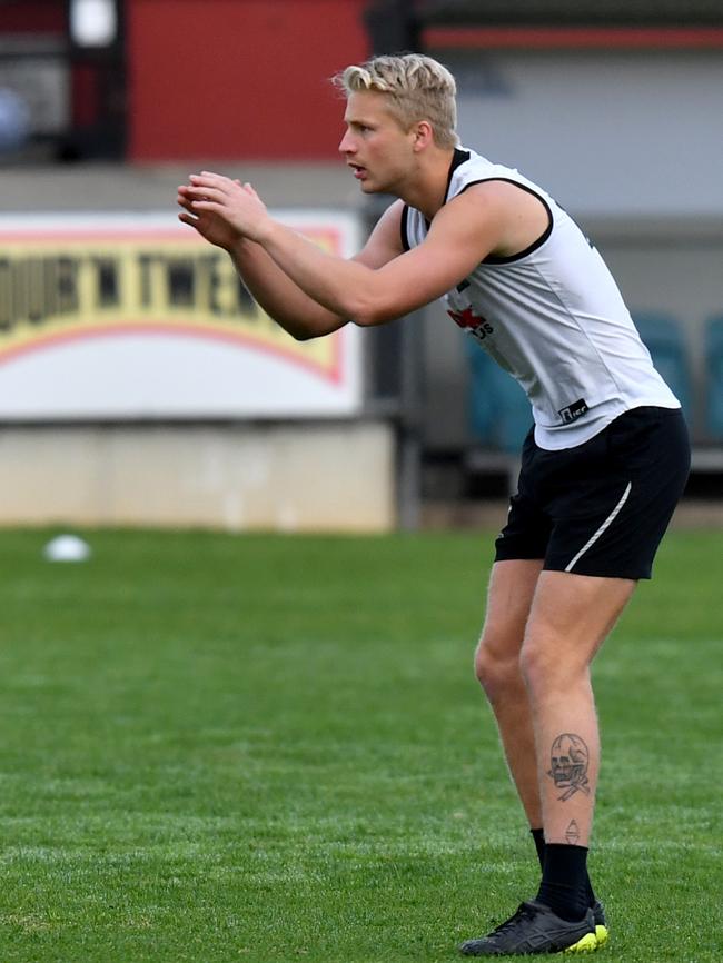 back-up Port ruckman Billy Frampton is still waiting for a call up. Picture: AAP Image/Kelly Barnes