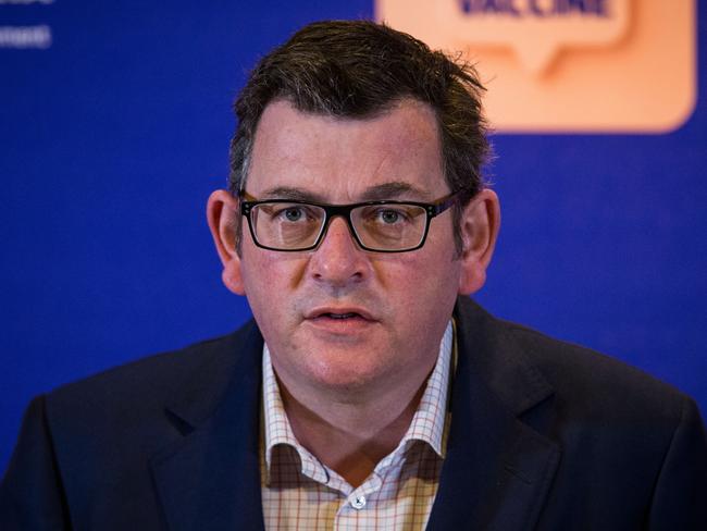 MELBOURNE, AUSTRALIA - AUGUST 31: Premier of Victoria, Daniel Andrews speaks to the media during the daily press conference at the Treasury Theatre on August 31, 2021 in Melbourne, Australia. Victoria has recorded 76 new COVID-19 cases in the community in the last 24 hours. Lockdown restrictions are currently in place across Melbourne as Victoria continues to record new cases of the highly infectious COVID-19 Delta variant. A curfew is also now in place from 9 pm to 5 am each night across the metropolitan area. The restrictions are currently set to remain in place until 11.59 pm on Thursday, 2 September, but premier Daniel Andrews has indicated that the lockdown will be extended due to ongoing high COVID-19 case numbers. (Photo by Darrian Traynor/Getty Images)