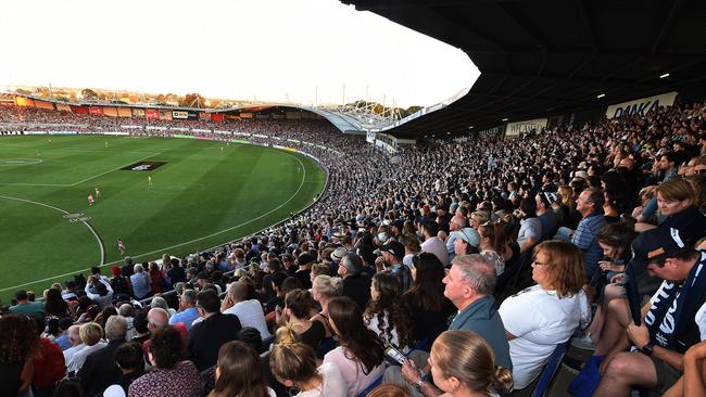 There were no empty seats at Ikon Park for the first AFLW game. Picture: Rob Leeson