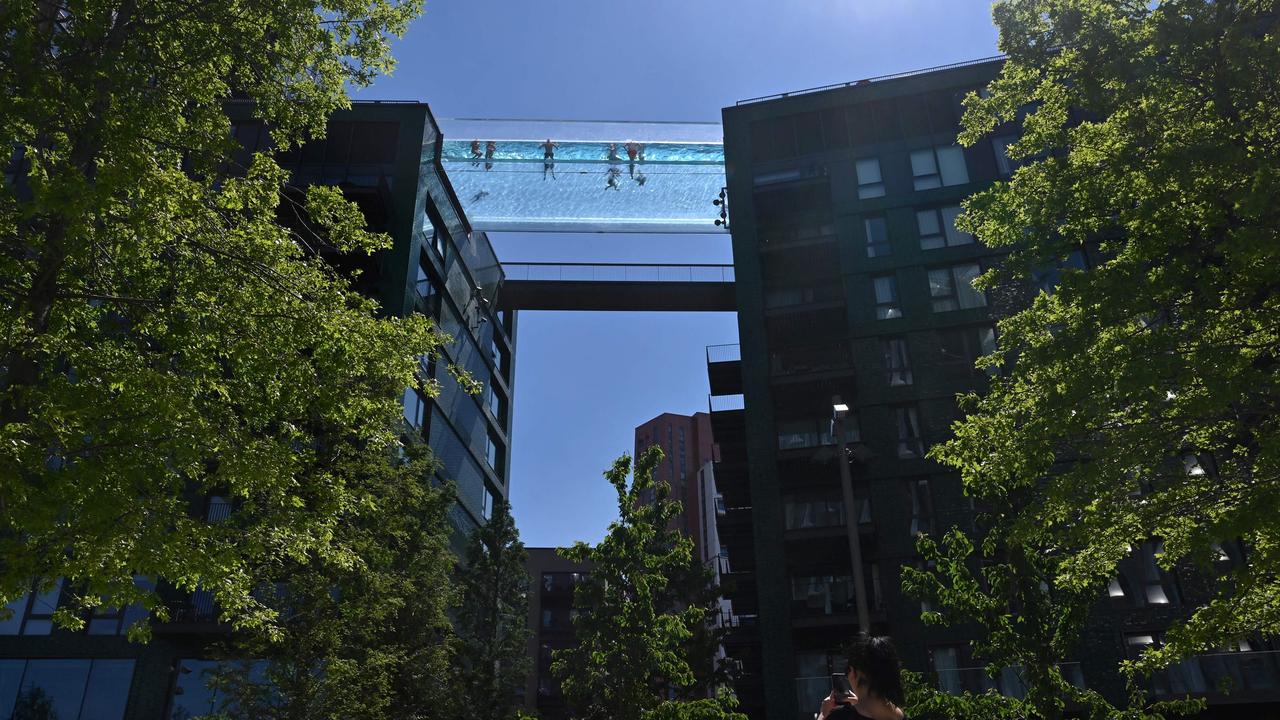 It is the world’s first floating pool. Picture: Justin Tallis/AFP