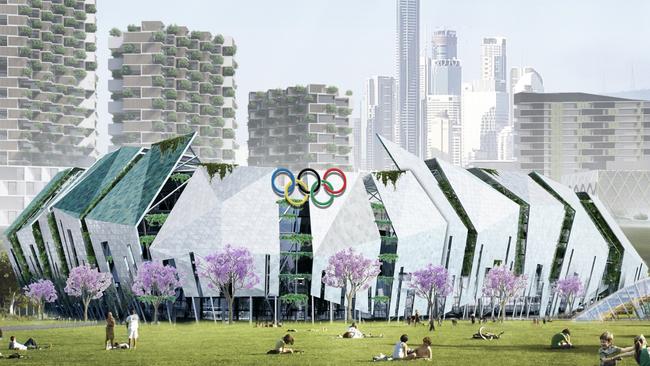 URBIS artists’ impression of a Brisbane Olympics stadium. Credit: URBIS