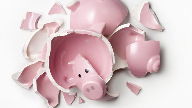 Broken piggy bank. saving withdrawing superannuation generic