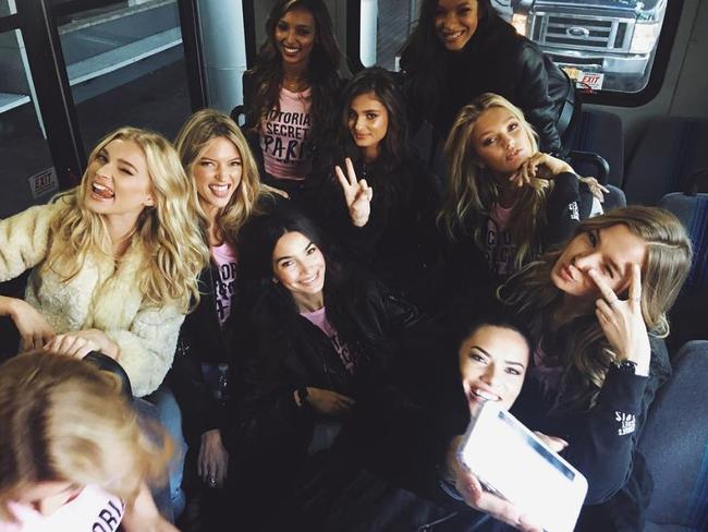 Models depart for Paris for the 2016 Victoria's Secret Fashion Show on November 27, 2016 in New York City ... 