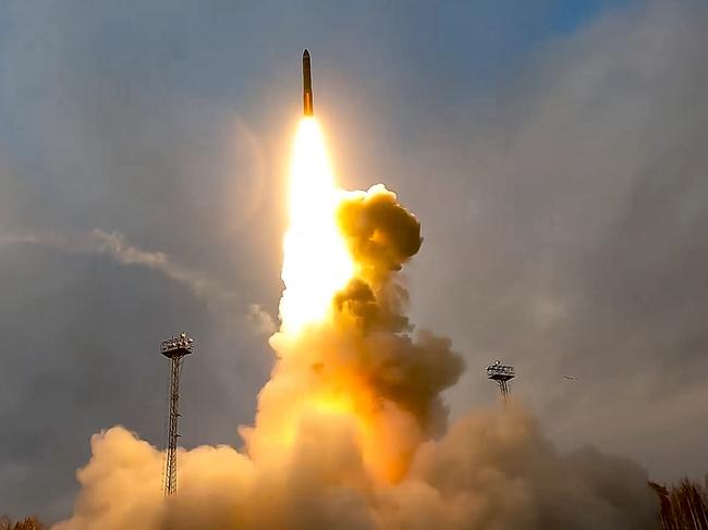 A Yars intercontinental ballistic missile is test-fired from the Plesetsk launchpad in northwestern Russia. Picture: Russian Defense Ministry Press Service via AP