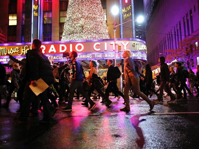 People take part in a protest against President-elect Donald Trump in New York City on November 9, 2016. Picture: AFP