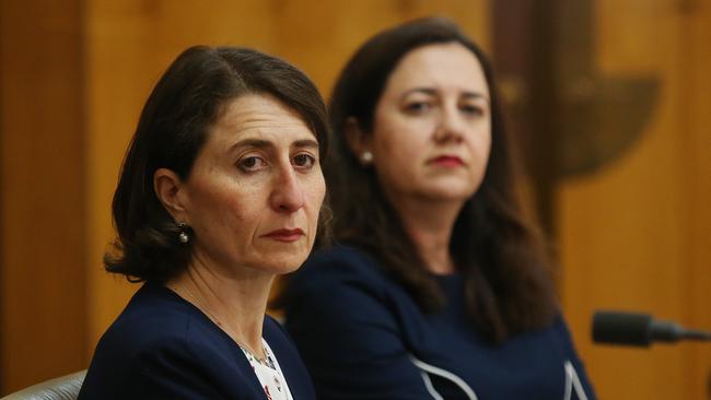 NSW Premier Gladys Berejiklian and Queensland Premier Annastacia Palaszczuk in 2018. Picture: Kym Smith.