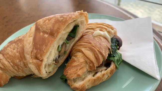 SUNDAY MAIL BRUNCH Mushroom croissant at River Jacks Cafe, Berri. Picture: Dianne Mattsson