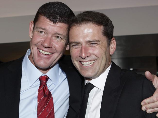 Best buds James Packer and Karl Stefanovic at Derby Day in 2012. Picture: Julie Kiriacoudis