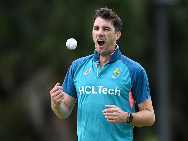 ANTIGUA, ANTIGUA AND BARBUDA - JUNE 18: Pat Cummins of Australia during a net session as part of the ICC Men's T20 Cricket World Cup West Indies & USA 2024 at Coolidge Cricket Ground on June 18, 2024 in Antigua, Antigua and Barbuda. (Photo by Gareth Copley/Getty Images)