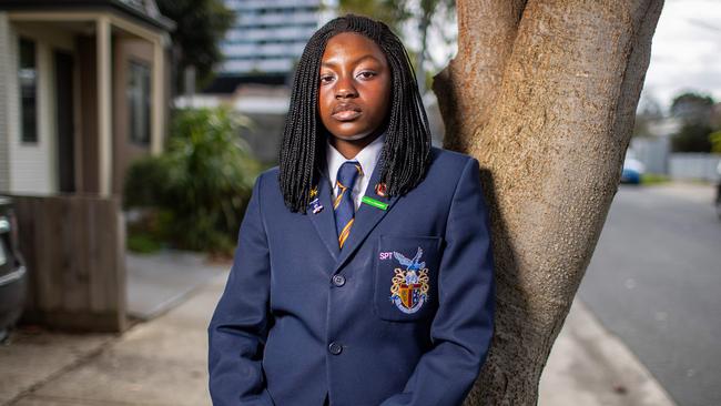 Year 9 student Cherise Ncube says she has experienced ongoing racism by a group of boys at a prestigious school. Picture: Mark Stewart