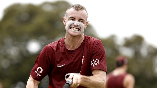 Chad Warner returned to Sydney training for the first day of pre-season with the Swans’ full list on Tuesday. Picture: Phil Hillyard