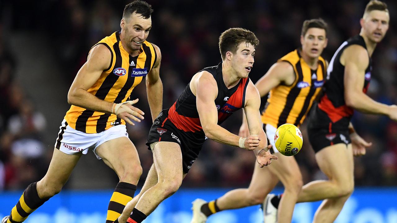 Zach Merrett was Essendon’s standout in its victory over Hawthorn. Picture: Quinn Rooney/Getty Images.