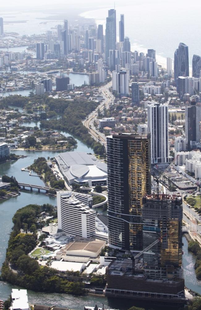 The Star Gold Coast’s $400 million ‘Epsilon’ tower has reached its halfway mark at 33-storeys and 100 meters. Picture: Supplied