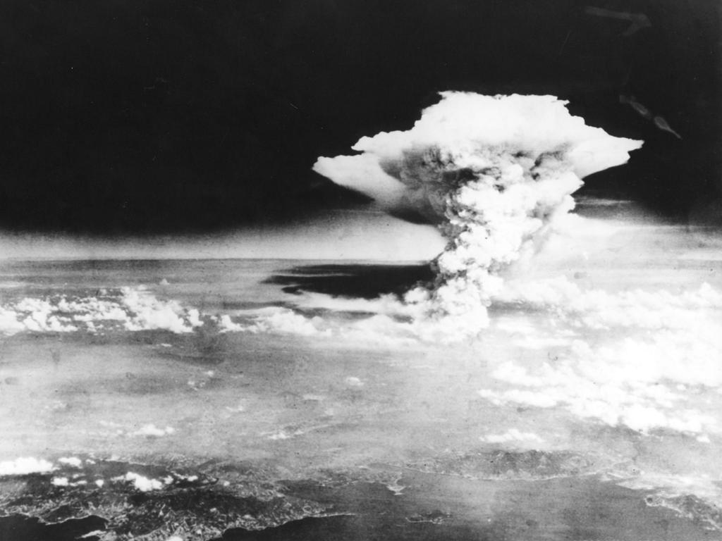 The atomic bomb dropped over Hiroshima on August 6, 1945.