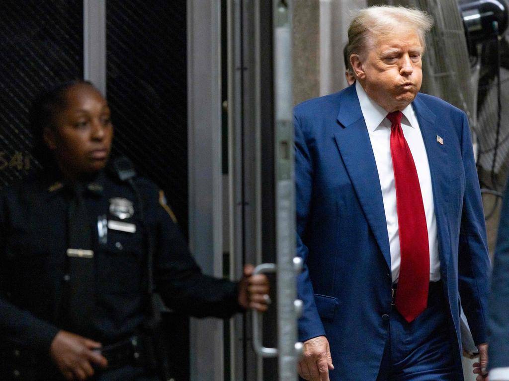 Former US President Donald Trump walks back to the courtroom after a break in his trial for allegedly covering up hush money payments linked to extramarital affairs. Picture: Justin Lane/AFP