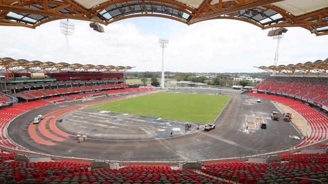 Check with GCB pic ed before use. Metricon Stadium is being converted for the Comm Games.Photo by Richard Gosling