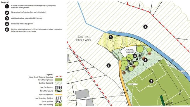 Existing bushland and equipment are planned to be retained where possible. Picture: Taylor Brammer Landscape Architects Pty Ltd