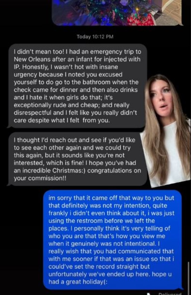 After questioning why he had never responded to their plans for a second date, he fired off an angry response accusing her of being “rude and cheap”. Picture: TikTok/@__nikk1.