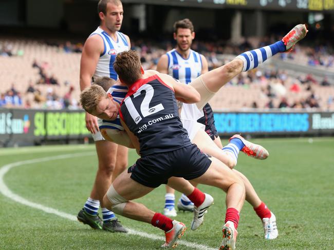 Jack Ziebell felt the full brunt of this Dom Tyson tackle.