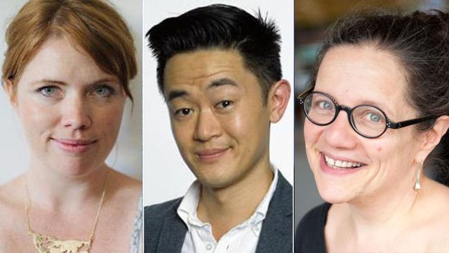 Clementine Ford, left, Benjamin Law, centre, and Jenna Price, right.