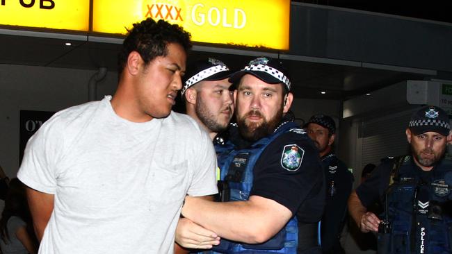 Schoolies festival on the Gold Coast. Tuesday night activities includes Schoolies being spoken to or arrested by police Picture AAP/David Clark