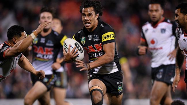 Jarome Luai on the charge for the Panthers.