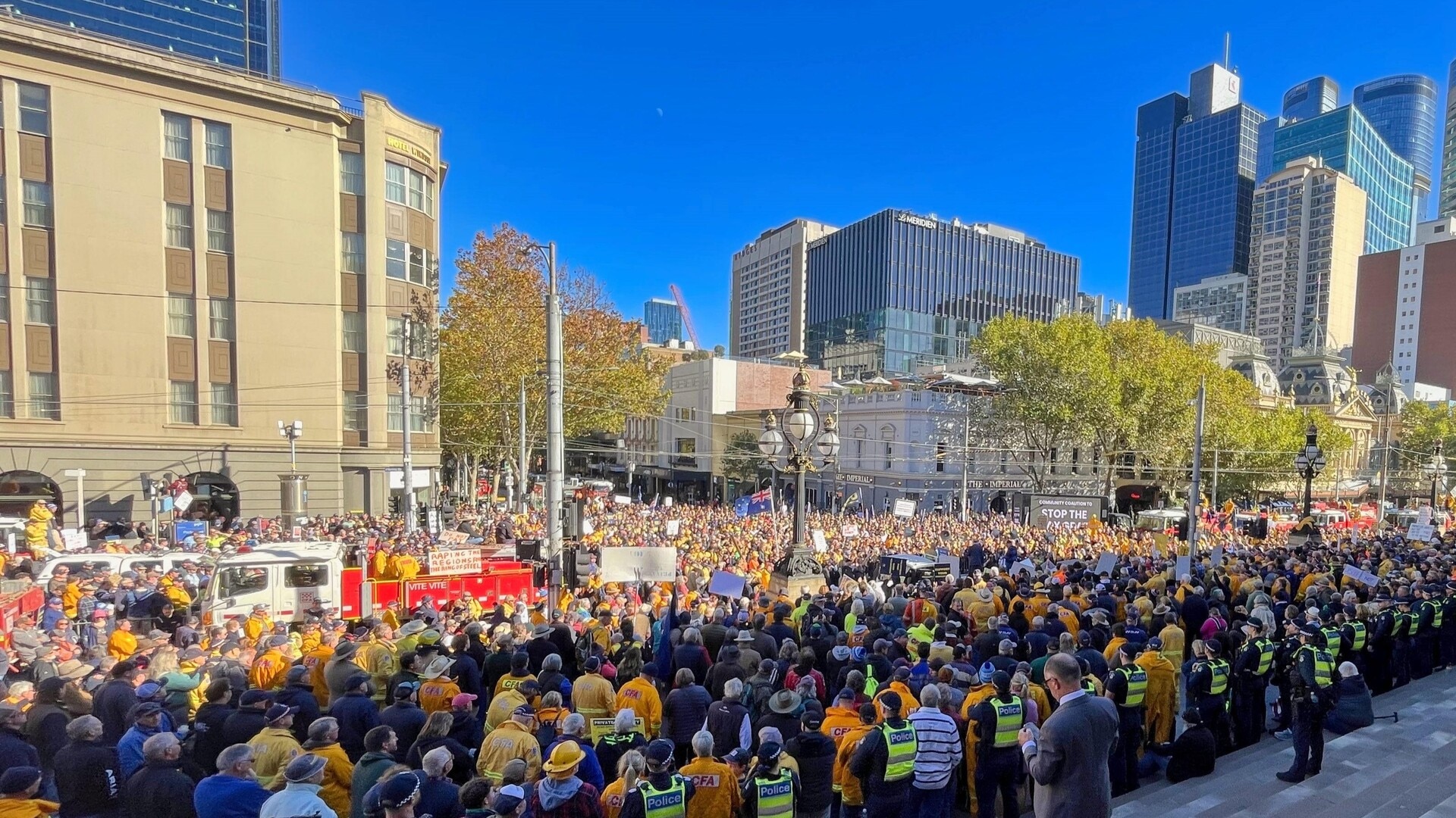 Thousands participate in protest against 'unsustainable' emergency services levy