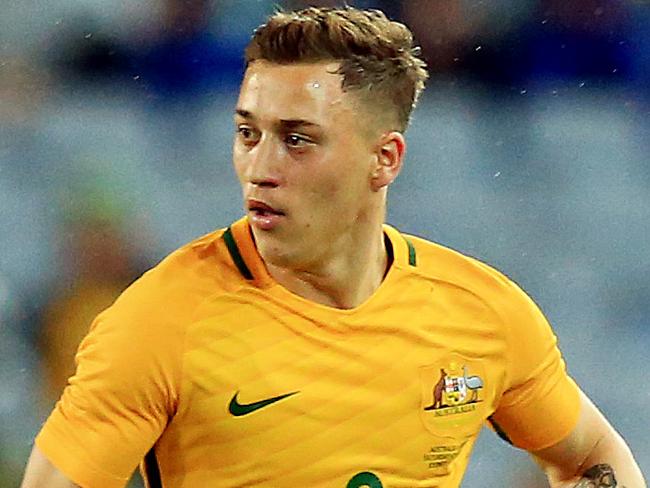 Socceroos Alex Gersbach  during the Socceroos v Greece Friendly Football match at ANZ Stadium, Sydney Olympic Park. pic Mark Evans