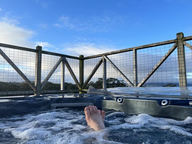 Don't forget your swimming gear to enjoy the outdoor spa bath at The Cape House near Dover. Picture: Philip Young