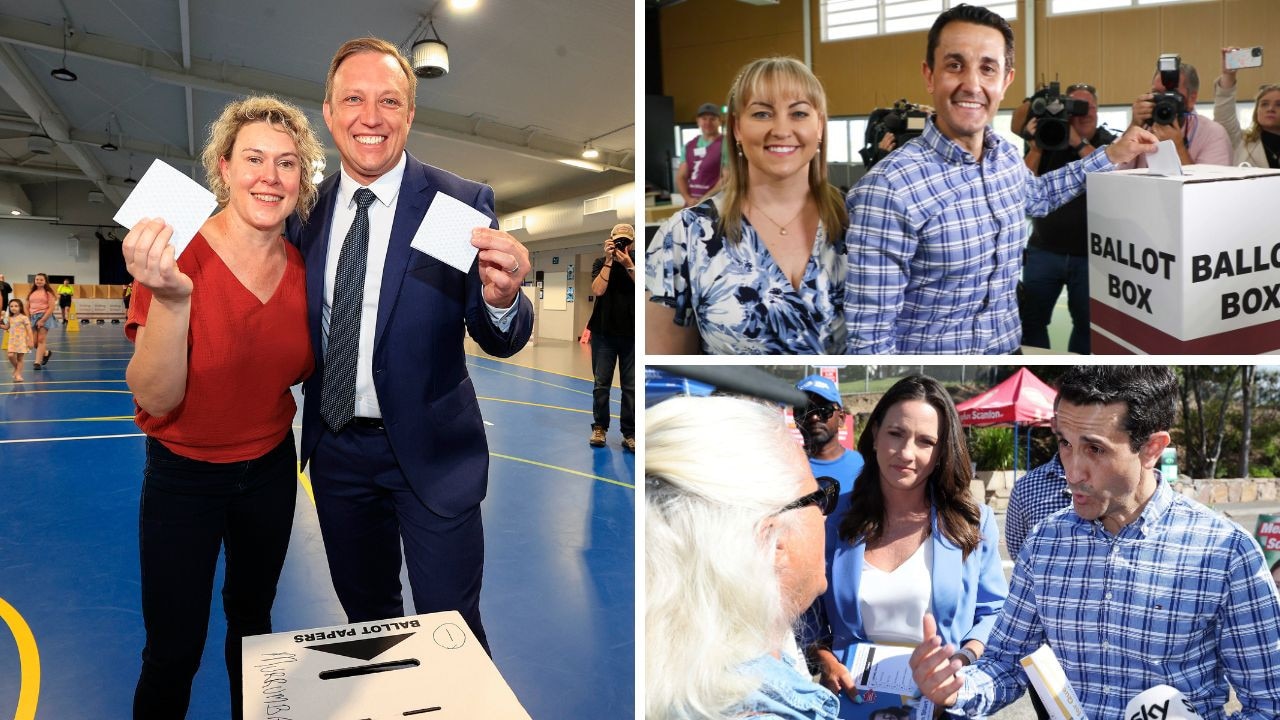 Election day live: Crisafulli confronted by LNP voter, leaders cast votes