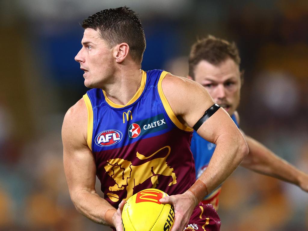 BRISBANE, AUSTRALIA - MAY 05: Dayne Zorko of the Lions in action during the round eight AFL match between Brisbane Lions and Gold Coast Suns at The Gabba, on May 05, 2024, in Brisbane, Australia. (Photo by Chris Hyde/AFL Photos/via Getty Images )