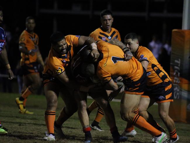 Israel Folau makes his Rugby League Gold Coast debut for Southport Tigers against defending champions Runaway Bay at Owen Park, Southport. Pic Mike Batterham