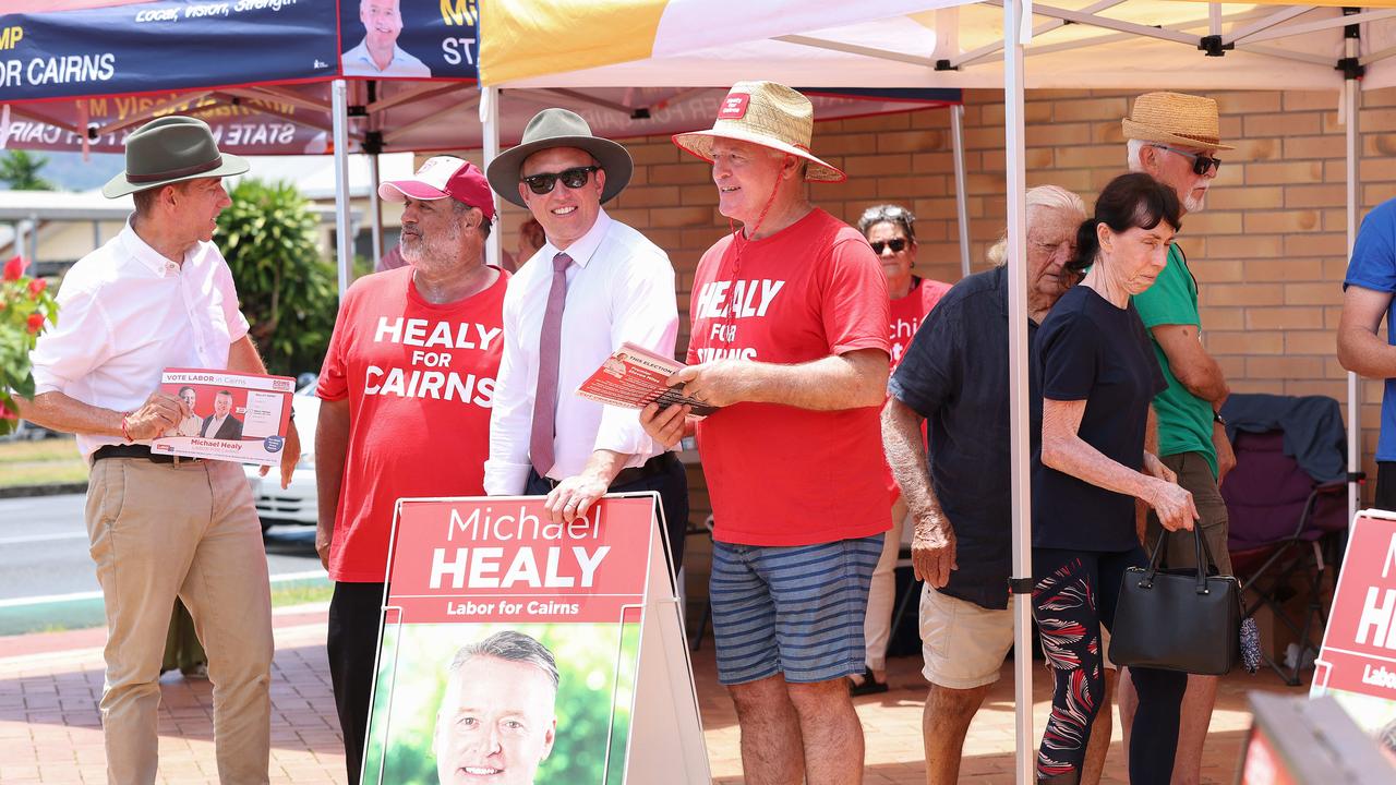 Premier Steven Miles at a pre-polling booth at the Cairns Showgrounds today. Picture: Adam Head