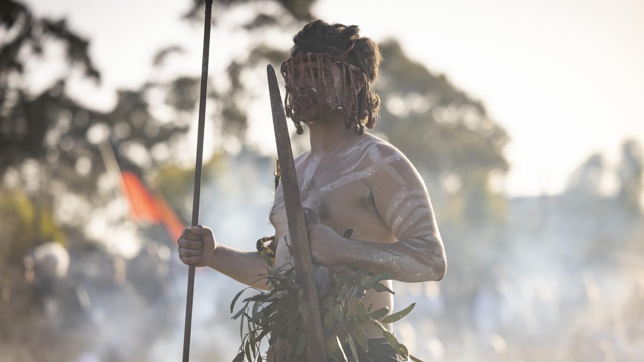 A Noongar man prior to the welcome smoking ceremony at the vigil. Picture: Matt Jelonek / Getty Images