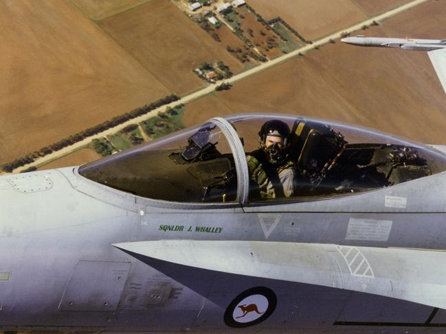 HIGHER EDUCATION: Squadron Leader Jim Whalley flying a FA/18 Hornet. Picture: Supplied Jim Whalley