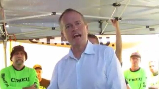 Labor leader Bill Shorten addresses a meeting of CFMEU members