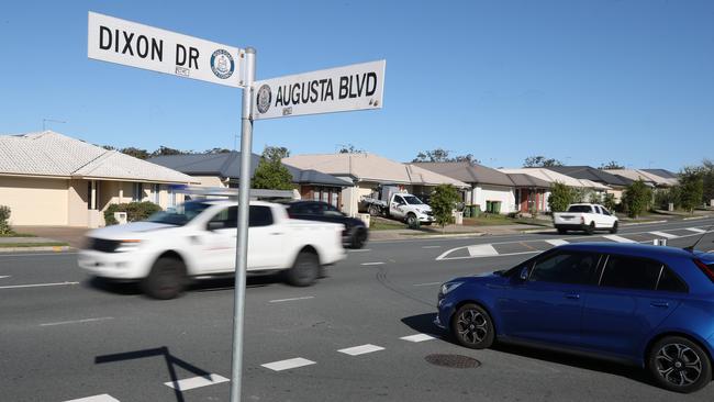 Dixon Drive in Pimpama where a nine-year-old girl was hit by a car on Friday. Picture: Glenn Hampson.